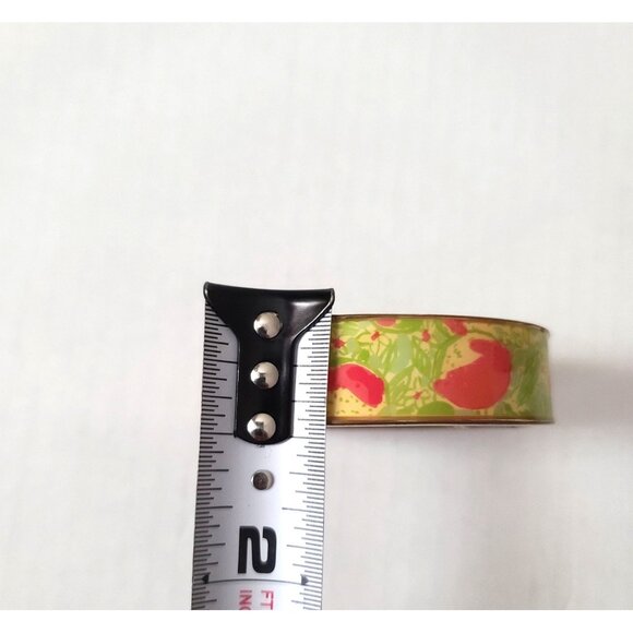 Lilly Pulitzer Pink Lemonade Boca Bangle Bracelet Goldtone Hinged Pink Green - Picture 6 of 6